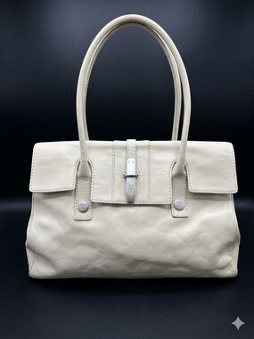 Michael Kors Cream Leather Satchel with Top Handles